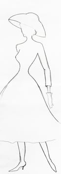 outline of fashionable silhouette of woman of 50s photo