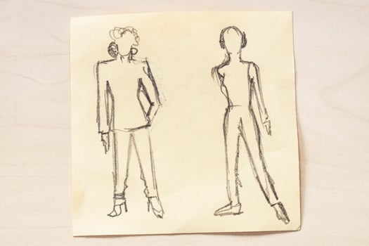 sketch fashionable silhouette of the 80s and 90s photo