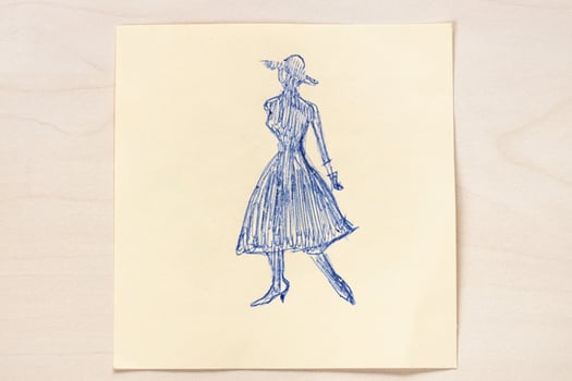 sketch of fashionable silhouette of the 50s photo