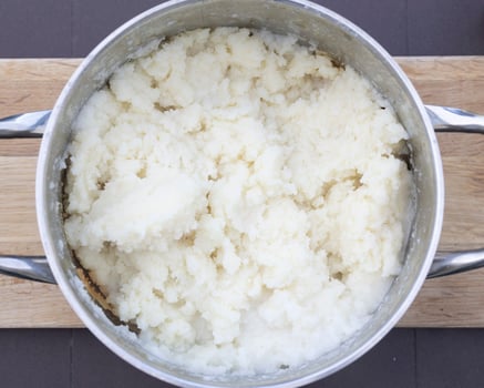 Top view shot of a South African dish called mieliepap photo