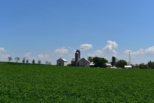 Trio of Silos Surrounding a Farmhouse in Pennsylvania photo