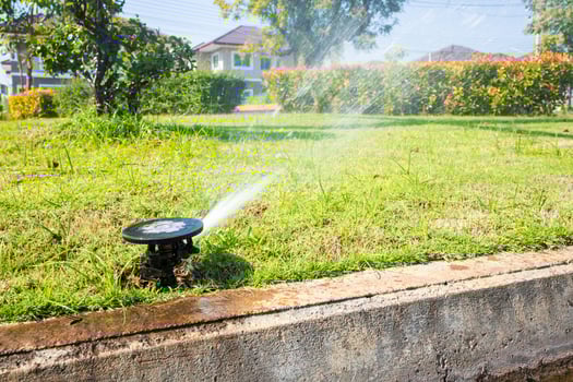 Automatic lawn sprinkler watering grass garden irrigation system photo
