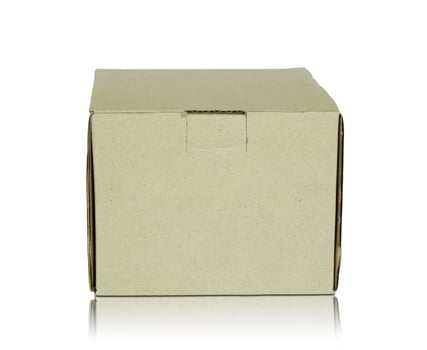 Blank cardboard box isolated on white background photo