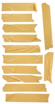 Brown adhesive tape set collection isolated on white background photo