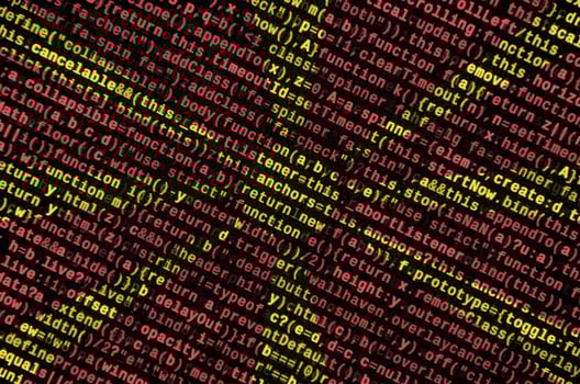 Macedonia flag  is depicted on the screen with the program code. The concept of modern technology and site development photo
