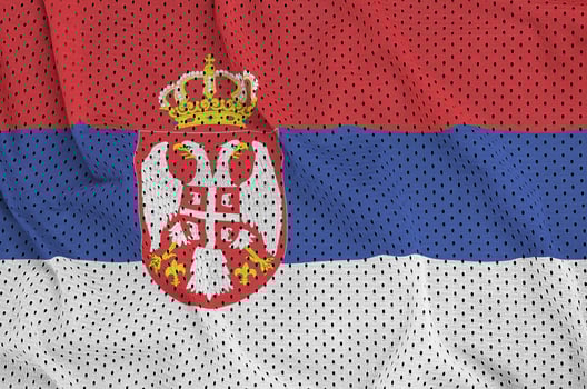 Serbia flag printed on a polyester nylon sportswear mesh fabric photo