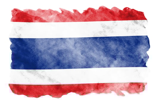 Thailand flag  is depicted in liquid watercolor style isolated on white background photo