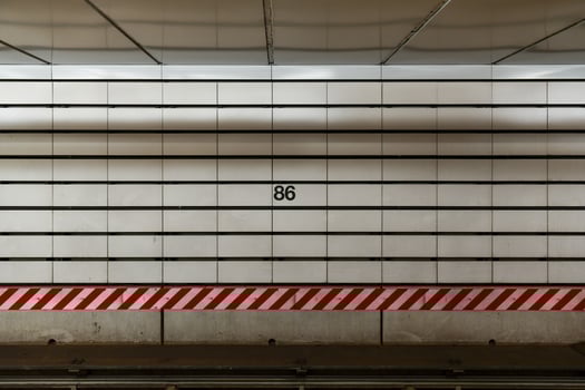 New York City - Feb 21, 2021 -  Platform of the 2nd Avenue subway line in New York City at the 86th Street subway station in Manhattan, Upper East Side. photo
