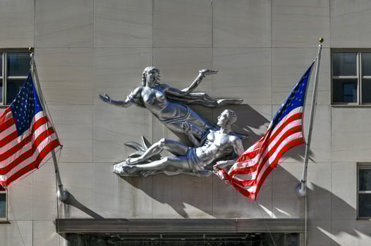 New York City - Feb 21, 2021 -  Venus and Manhattan at the entrance to the Parke-Bernet Galleries building at 980 Madison Avenue on the Upper East Side of Manhattan in New York City. photo