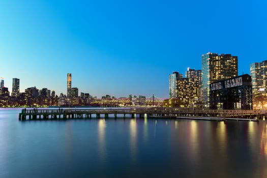 New York City - Apr 7, 2021 -  View of Midtown Manhattan at sunset from Long Island City, Queens, New York City. photo