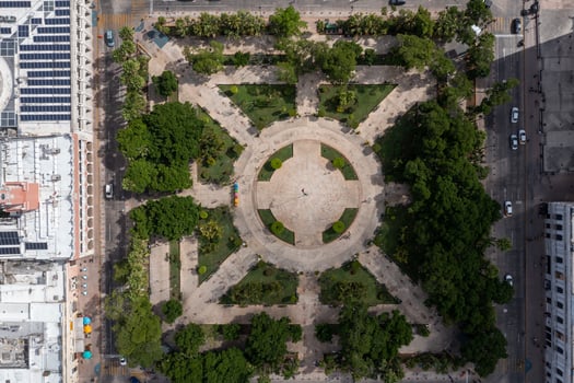 Aerial view of Plaza Grande, the downtown of Merida, Mexico in the Yucatan Peninsula. photo