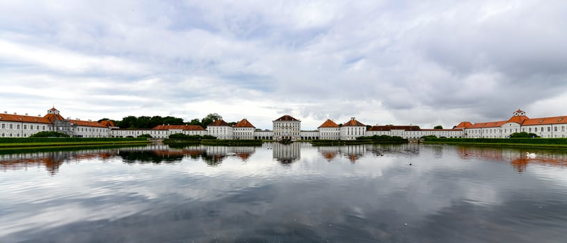 Dramatic scenery of the Nymphenburg Palace in Munich, Germany on a cloudy day. photo