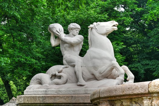 The famous Wittelsbach Fountain built in 1895, Lenbachplatz, Munich, Upper Bavaria, Germany. photo