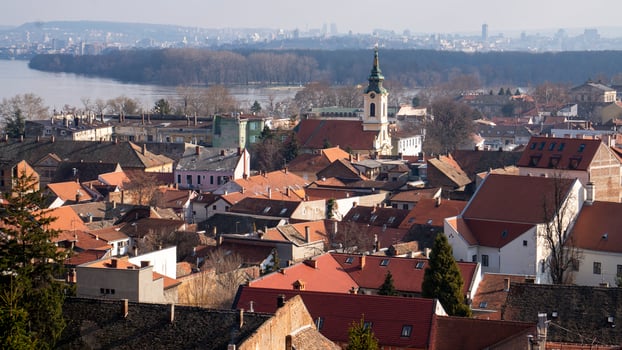 Old town rooftops view city landscape photo
