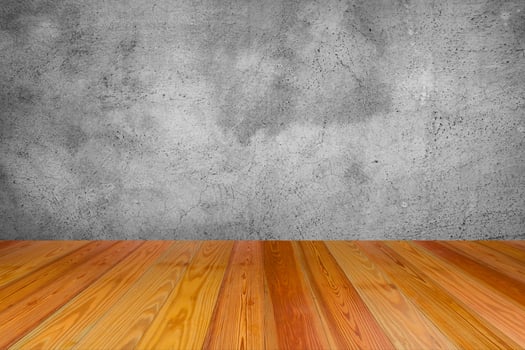 empty concrete wall with wooden floor room interior photo