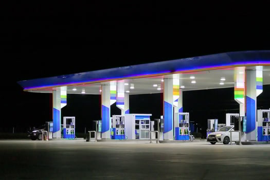 Petrol gas station at night photo
