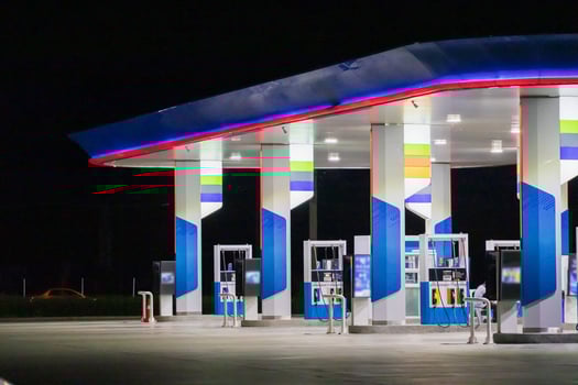 Petrol gas station at night photo