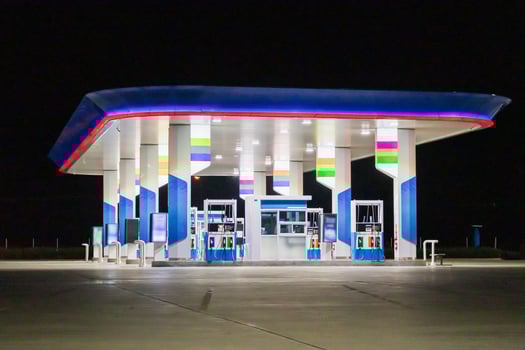 Petrol gas station at night photo