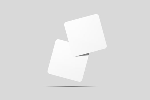 Realistic blank square business card illustration for mockup. 3D Render. photo