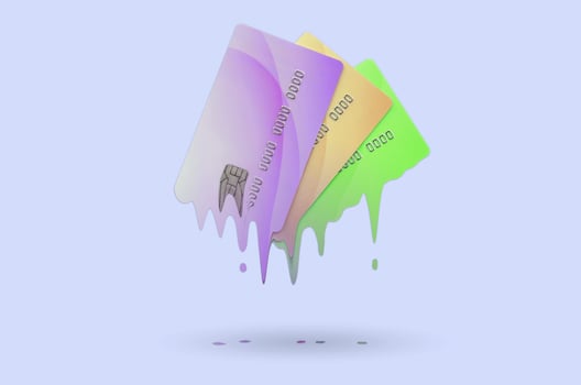 Card expires soon concept. Melted credit cards photo