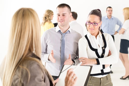 Business people discussing photo