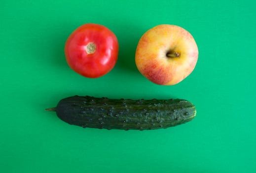 Tomato, apple and cucumber photo