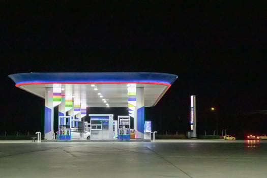 Petrol gas station at night photo