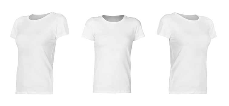Three white T-shirts isolated on white photo