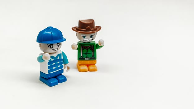 Oktober 2022,jakarta indonesia, minifigure toy on white isolated background photo
