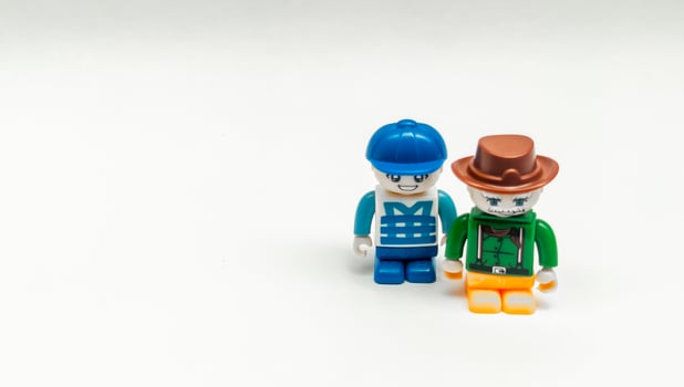 Oktober 2022,jakarta indonesia, minifigure toy on white isolated background photo