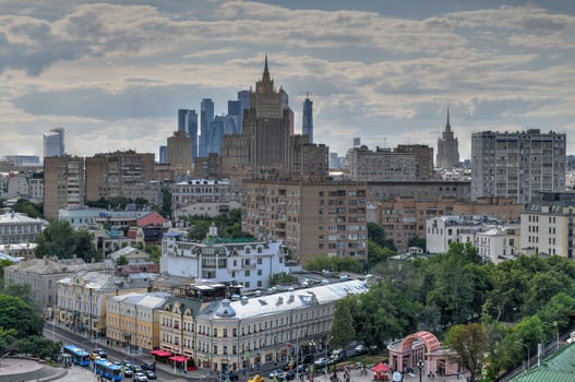 Panoramic view of the Moscow city center skyline in Russia. photo