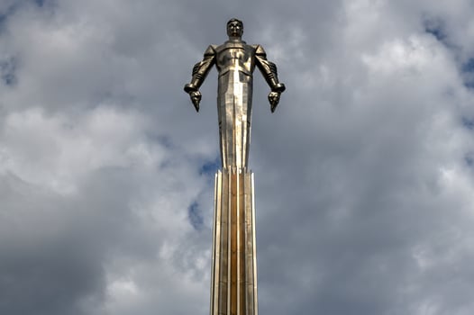 Yuri Gagarin monument on Gagarin Square in Moscow Russia, 2022 photo