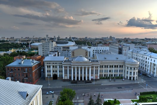 Belarusian Republican Young Spectator Theater in Minsk, Belarus. The theater has more than a half-century of history. photo