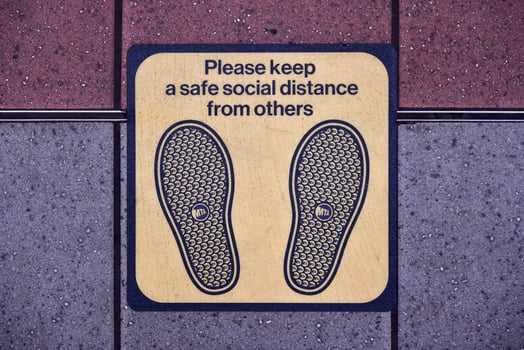 New York City New York  June 11 2020   Social distancing sign in New Yorks transportation system the subway MTA photo