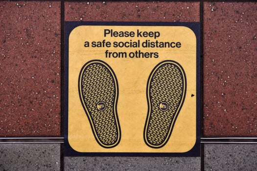 New York City New York  June 11 2020   Social distancing sign in New Yorks transportation system the subway MTA photo
