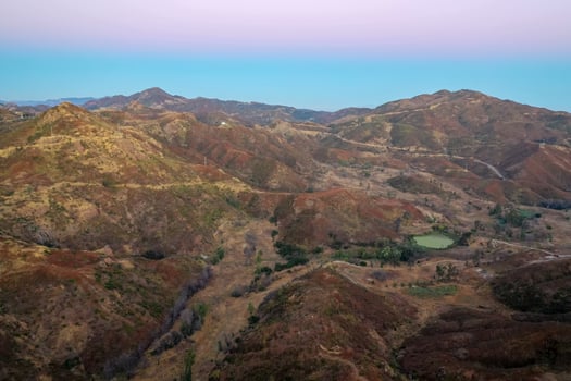 Panoramic view of the famous Mulholland highway in Southern California at sunset. photo
