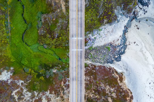 Rocky Creek Bridge, spandrel arch bridge in California, Big Sur in Monterey County, USA photo