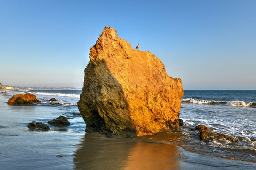 El Matador State Beach Seascape in Malibu Beach California at sunset. photo