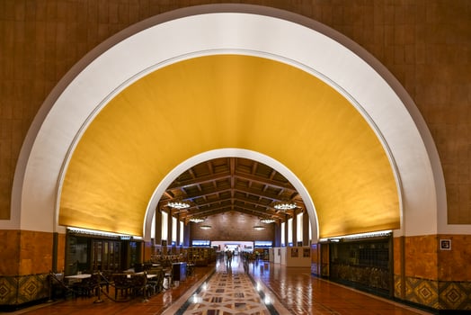 Los Angeles, CA - August 28, 2020 -  Historic Union Station, the main railway station in Los Angeles, Callifornia. photo