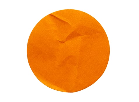 Blank orange round adhesive paper sticker label isolated on white background photo