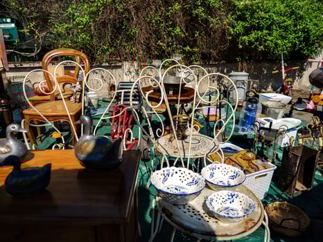 Amazing old stuff at a flea market  in Alsace photo
