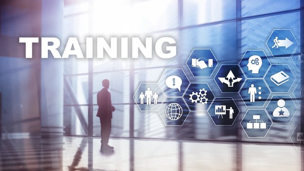Business training concept. Training Webinar E-learning. Financial technology and communication concept. photo