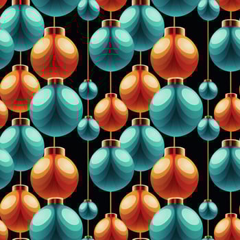 d illustration. Seamless pattern of 70s retro Christmas globes. photo