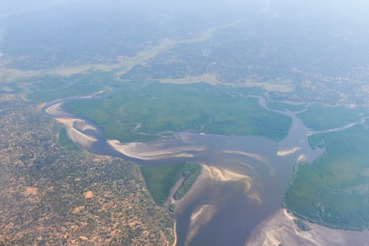 Aerial view of the coast of Inhambane Province in Mozambique. photo