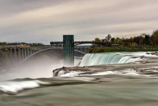 The American Falls at Niagara Falls, New York viewed from Goat Island on a cloudy day. photo