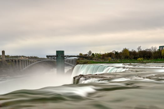 The American Falls at Niagara Falls, New York viewed from Goat Island on a cloudy day. photo