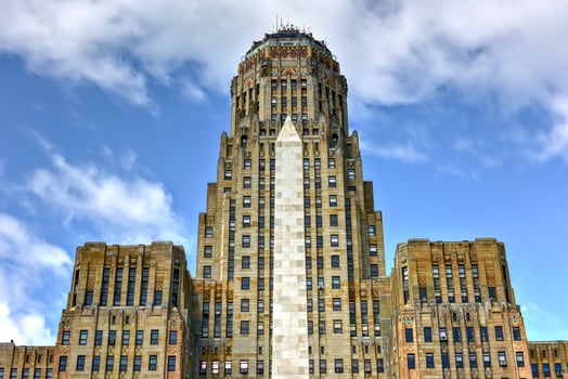 Niagara Square in Downtown Buffalo, New York, USA beside City Hall, 2022 photo