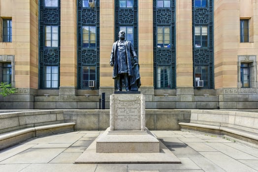 President Grover Cleveland Monument before Buffalo City Hall, the seat for municipal government in the City of Buffalo, New York, 2022 photo