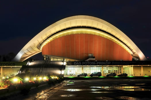 House of the Cultures of the World in Berlin, Germany at night, 2022 photo