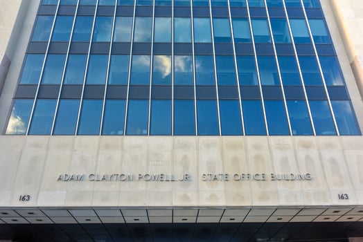 Adam Clayton Powell, Jr. State Office Building in New York. Adam Clayton Powell, Jr. was an American politician and pastor who represented Harlem, New York City, 2022 photo